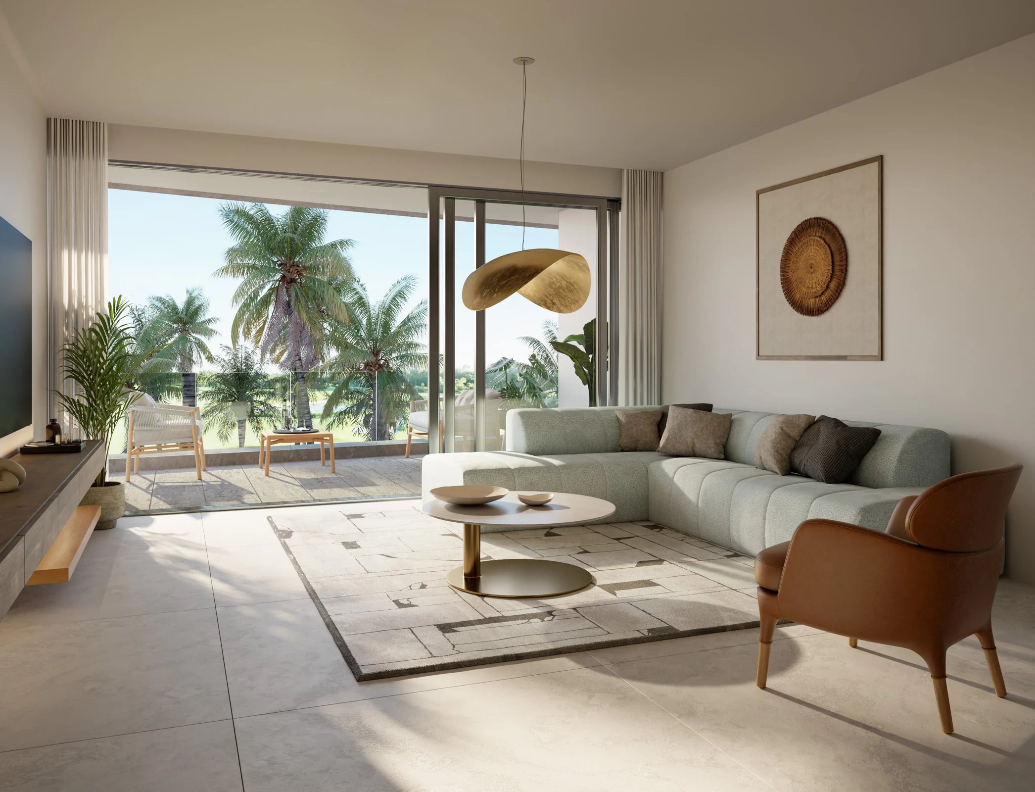 A living room open to the landscape
